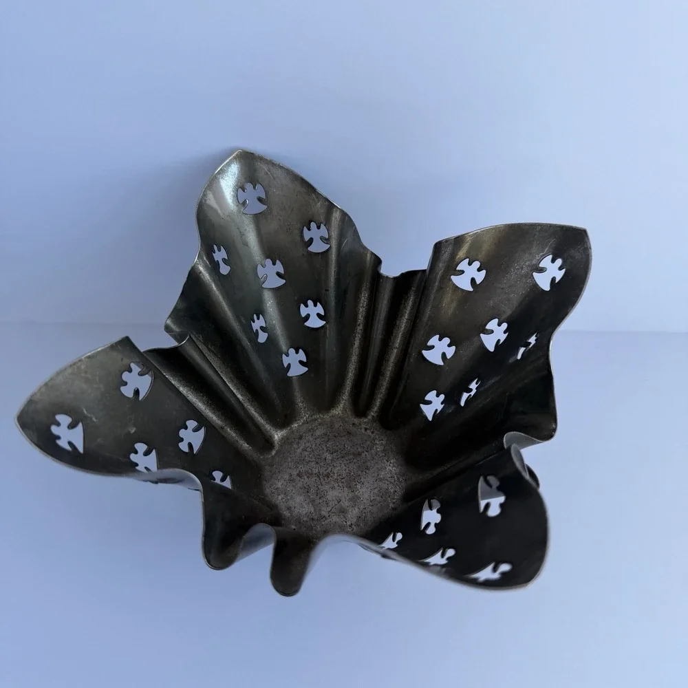 Vtg Silverplated Votive Candle Holder Angel‎ Cutouts Christmas Whimsical *Wear*